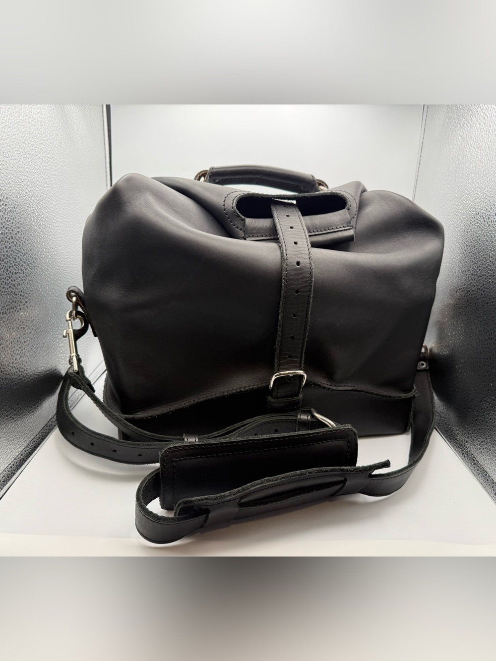 Saddleback Leather Large Dry Bag - Black Full-Grain Leather with Pigskin Insert